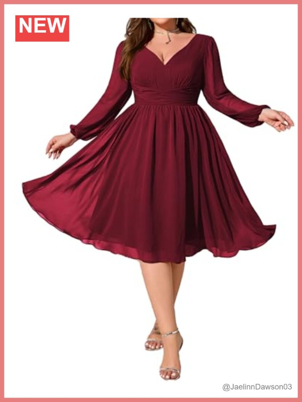 Plus Size Chiffon Midi Dress Ruffle Cocktail Party